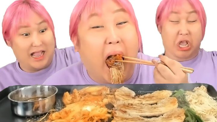삼겹살은 배신하지않는다. 삼겹살/멜젓/대파구이/팽이버섯/묵은지  mukbang/eatingshow