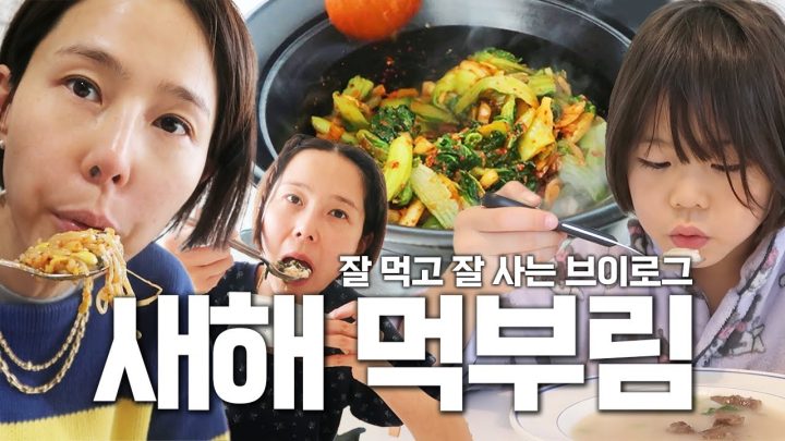 나영이네 새해 먹부림 브이로그 🍲소고기얼갈이된장국, 떡국, 금학칼국수